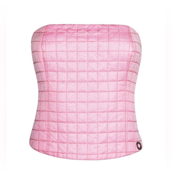 Vintage Chanel Bustier Corset Top Pink Quilted Strapless Spring 2001 Runway 38 - Picture 16 of 16